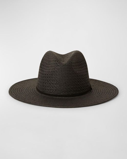 BTB Los Angeles Black Wendy Straw Fedora Hat