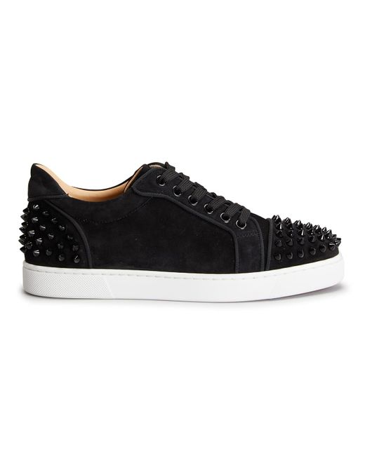 Christian Louboutin Black Vieira Spike Suede Low-Top Sneakers