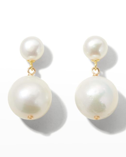Margo Morrison White Double Pearl Drop Earrings