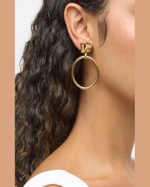 Dolce & Gabbana Metallic Plated Dg Logo Clip-On Earrings