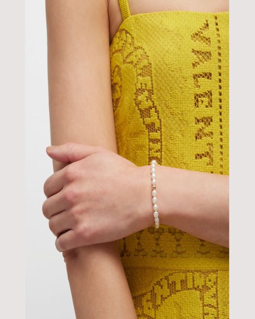 POPPY FINCH White 14k Recycled Yellow Gold Keshi Genuine Pearl Bracelet