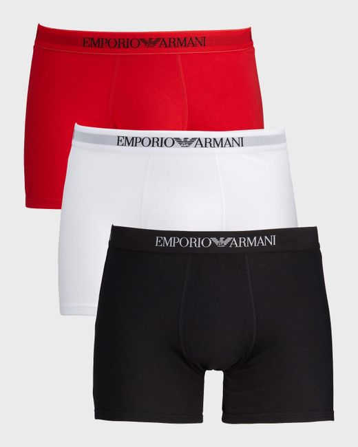 Emporio Armani Red 3-Pack Boxer Briefs for men