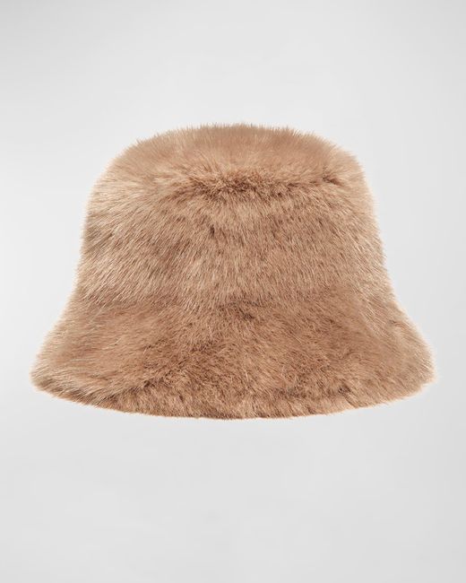 Jocelyn Natural Oversized Faux Fur Bucket Hat