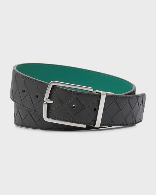 Bottega Veneta Green Reversible Intrecciato Leather Belt for men