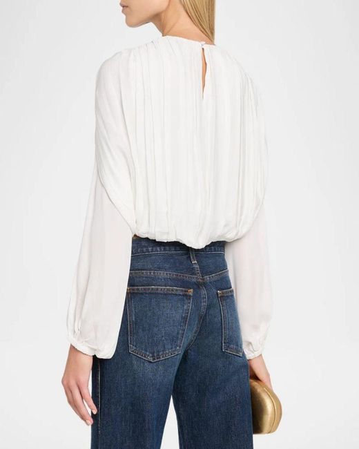 Jonathan Simkhai White Frida Pleated Blouse