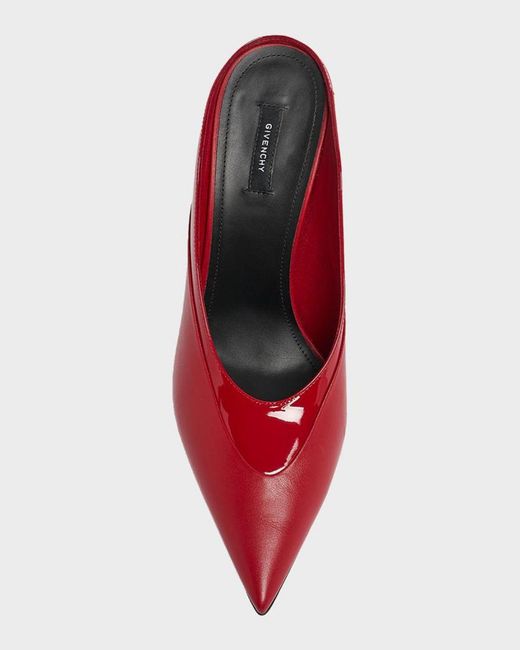 Givenchy Red Mixed Leather Pointed-Toe Mule Pumps