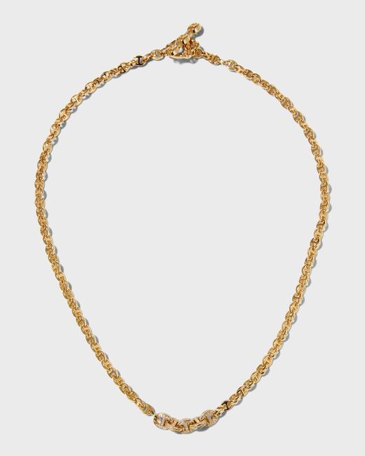 Hoorsenbuhs Metallic 3mm Open-link Necklace With 5-link Micro Pave In 18k Yellow Gold