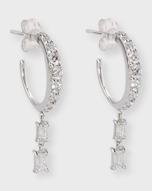 Lana Jewelry Gray Flawless Graduating Huggie Earrings With Dangling Emerald-cut Diamonds