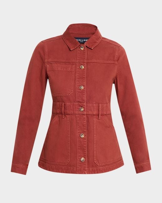 Veronica Beard Red Anzu Twill Utility Jacket