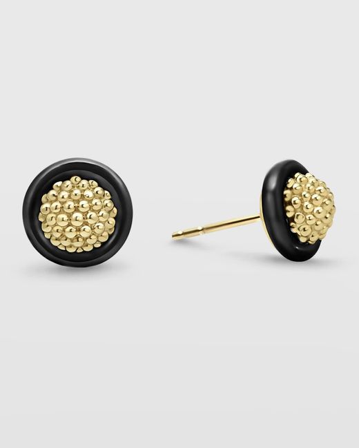 Lagos Multicolor 18k Gold And Black Caviar 9mm Stud Earrings