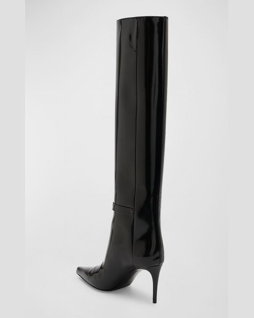 Saint Laurent Black Hacker Pointed Toe Knee High Boot