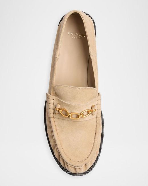 Balmain Natural Apos;S Suede Bit Loafers for men