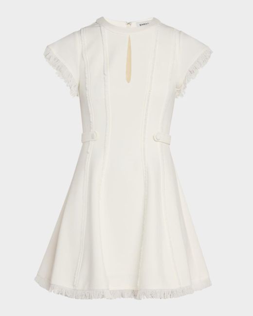 Jonathan Simkhai Natural Anielle Fringe Short-Sleeve Mini Dress