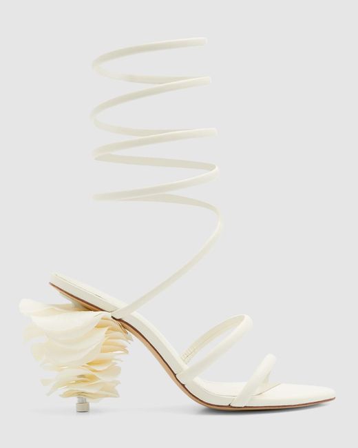 Cult Gaia Natural Kuni Flower Petal Ankle-coil Sandals
