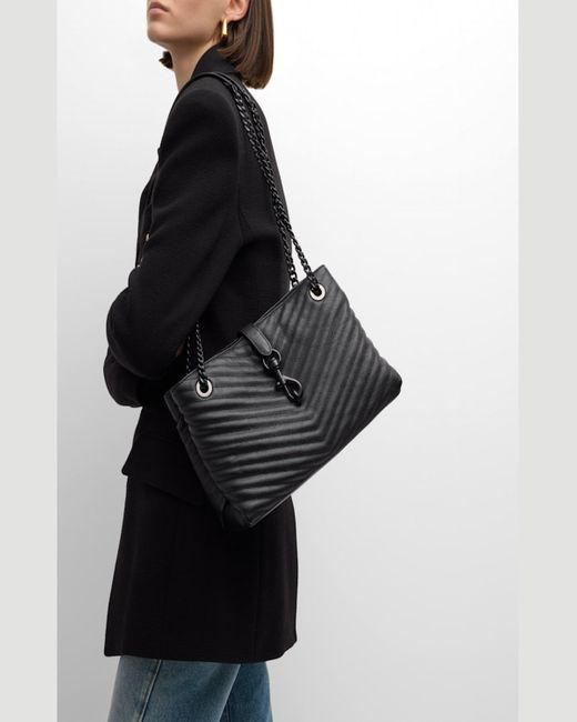 Rebecca Minkoff Black Edie Medium Quilted Leather Tote Bag
