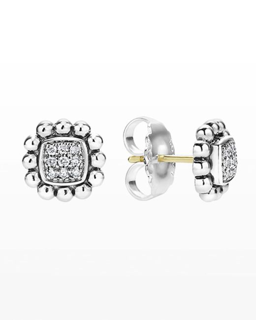 Lagos Metallic 10mm Caviar Spark Diamond Stud Earrings