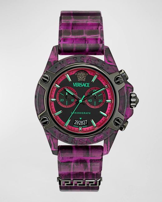 Versace Pink Icon Active Silicone-Strap Chronograph Watch, 44Mm for men