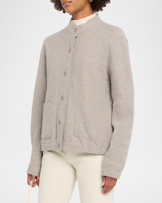 Eileen Fisher Natural Button-Front Boiled Wool Jacket