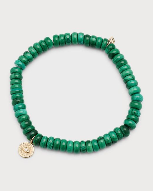 Sydney Evan Green Malachite Bead Bracelet With Eye Coin Charm for men