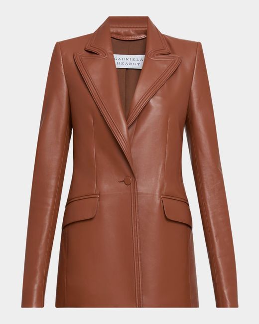 Gabriela Hearst Brown Isara Leather Single-Breasted Blazer