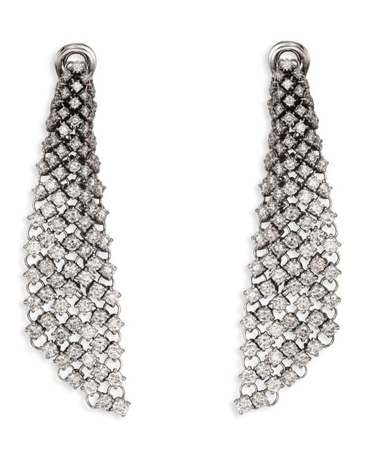 Staurino Metallic Couture 18k White Gold Diamond Mesh Drop Earrings