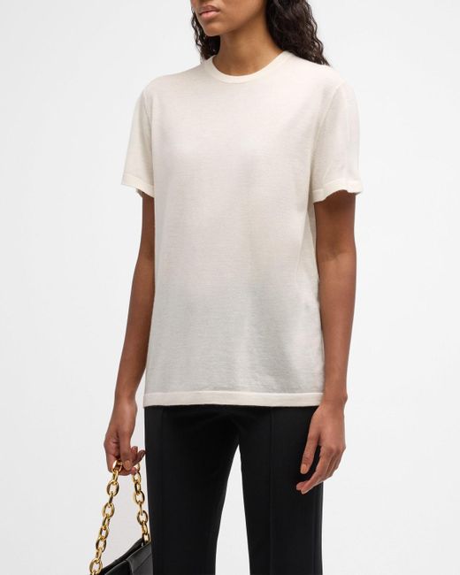 Co. White Cashmere Short-Sleeve T-Shirt