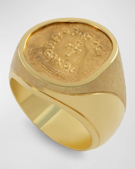 Jorge Adeler Yellow 18K Phocas Cross Coin Ring for men