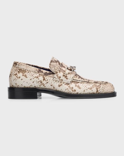 Burberry Natural Python-Print Leather Barbed Loafers for men