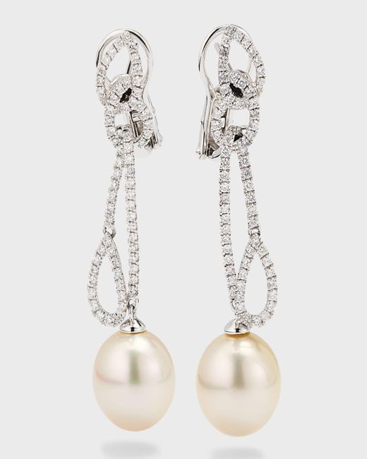 Belpearl Natural 18k White Gold 12.5mm South Sea Pearl And Diamond Earrings