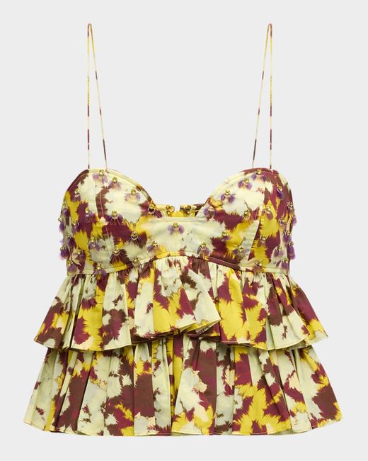 Ulla Johnson Multicolor Lucia Beaded Crop Top
