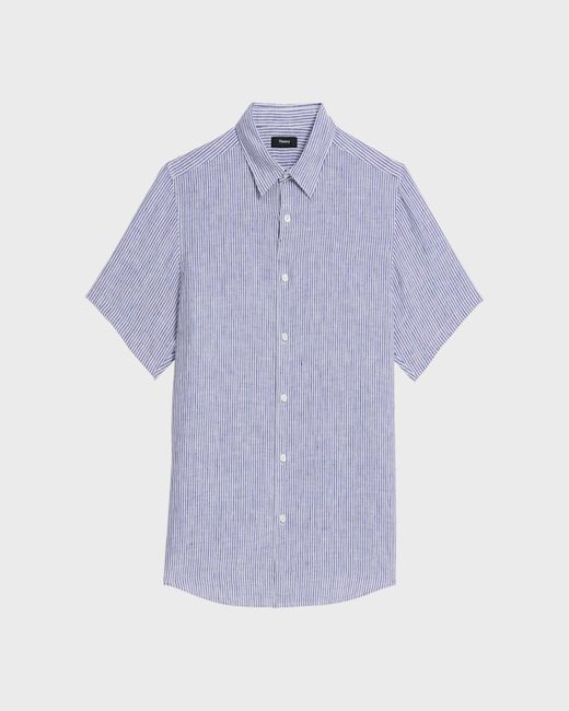 Theory Blue Irving Striped Sport Shirt for men