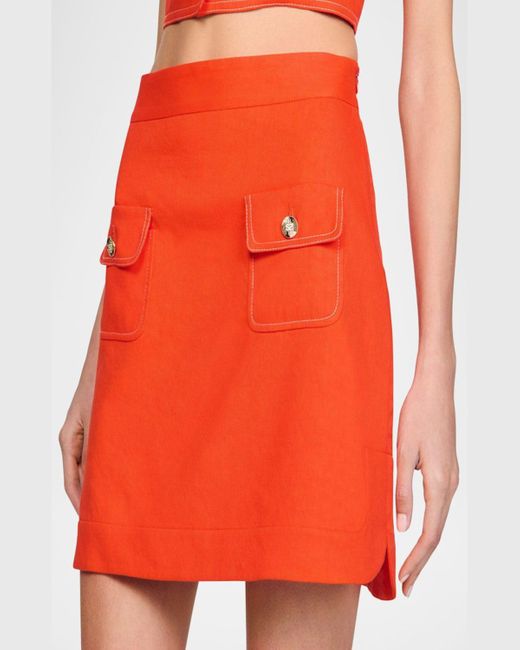 Sandro Orange Barcelone Mini Skirt