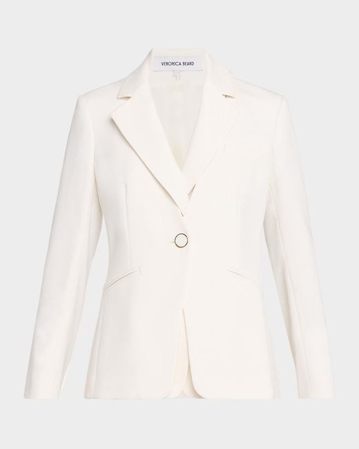 Veronica Beard Natural Rossi Single-Button Crepe Dickey Jacket