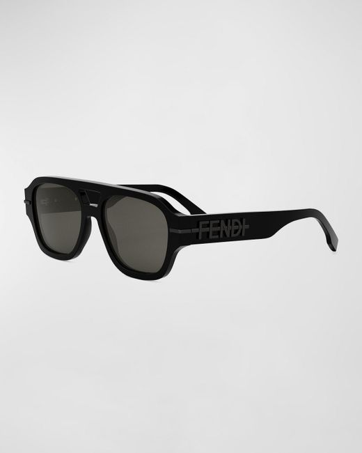 Fendi Black Graphy Aviator Sunglasses for men