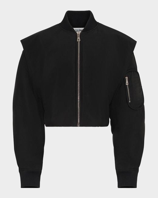 Jean Paul Gaultier Black Hidden Hood Crop Bomber Jacket