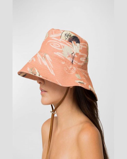 Sensi Studio Pink Safari Linen-Blend Bucket Hat