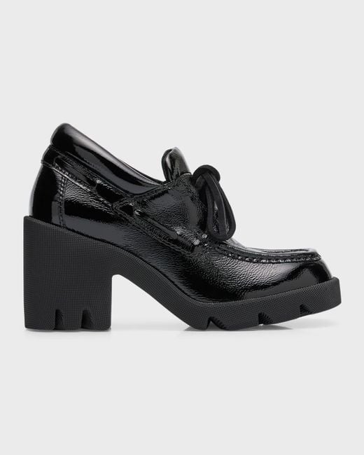 Burberry Black Stride Patent Lace-Up Loafers