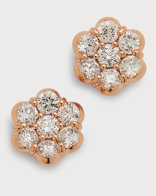 Bayco Multicolor 18k Rose Gold Floral Diamond Stud Earrings