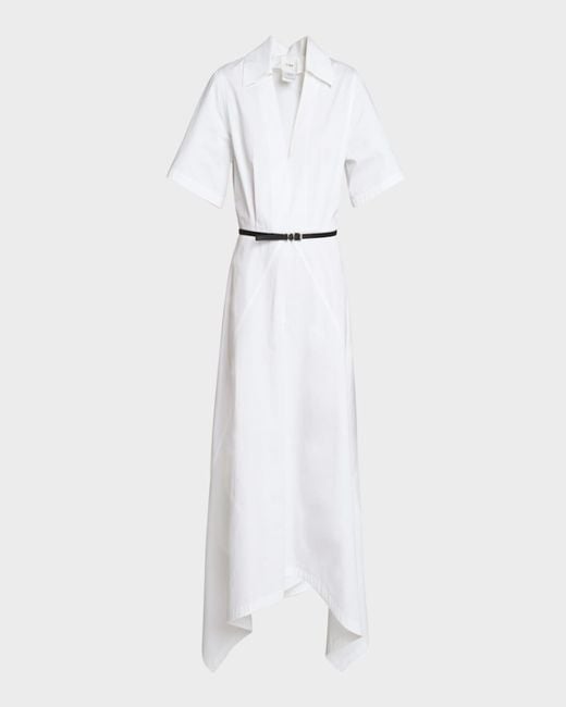 Givenchy White Asymmetric Poplin Shirtdress With Belt