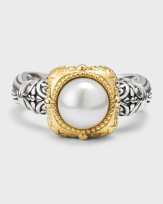 Konstantino Metallic Silver And 18k Gold Pearl Ring, Size 7
