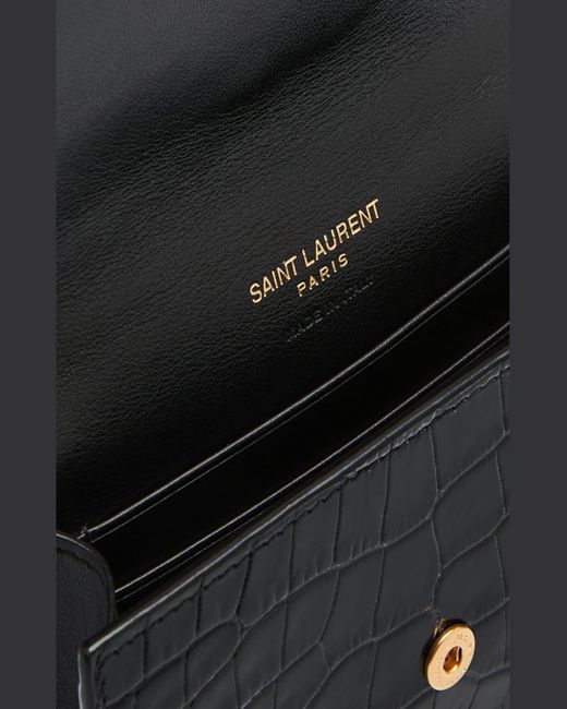 Saint Laurent Black Ysl Monogram Small Wallet On Chain