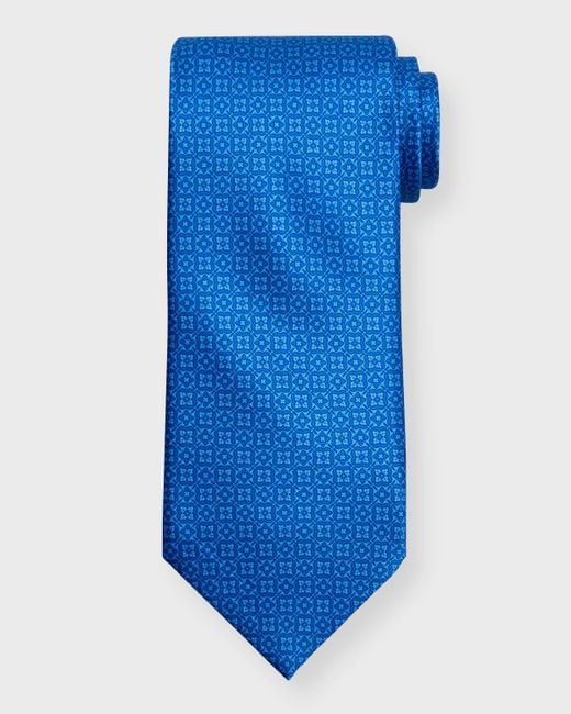 Stefano Ricci Blue Micro-medallion Silk Tie for men