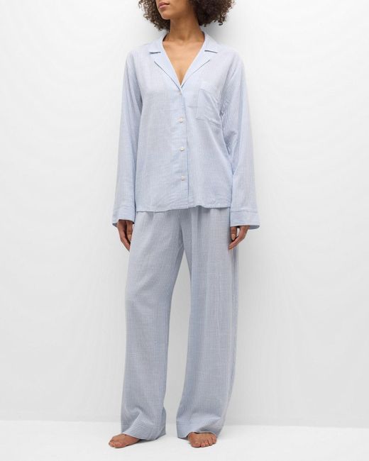 Eberjey Blue Nautico Striped Long Pajama Set