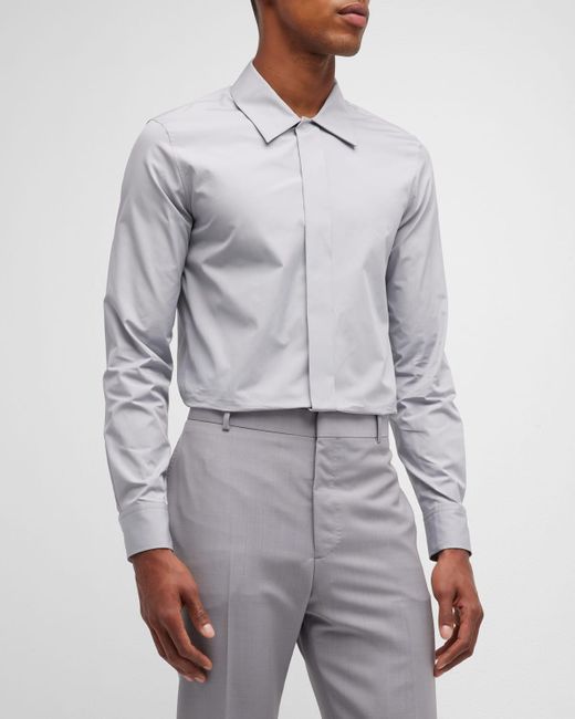 Alexander McQueen Gray Cotton Poplin Sport Shirt for men
