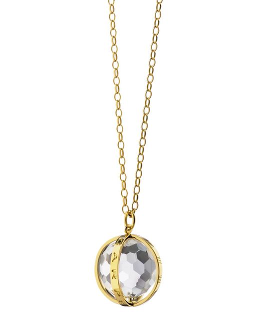 Monica Rich Kosann Metallic 18k Yellow Gold Large Carpe Diem Charm Necklace With Faceted Rock Crystal, 30"l
