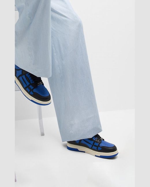 Amiri Blue Skel Bicolor Leather Low-Top Sneakers for men