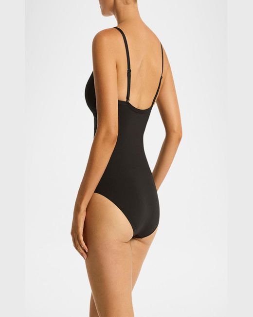 Sea Level Tie Front One Piece Swimsuit Dd E Cup in Black Lyst