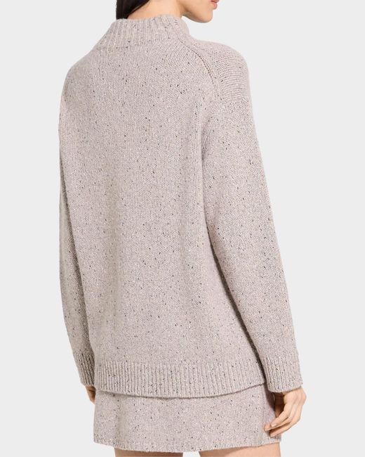 Theory White Oversized Drawstring Wool-Blend Pullover Sweater
