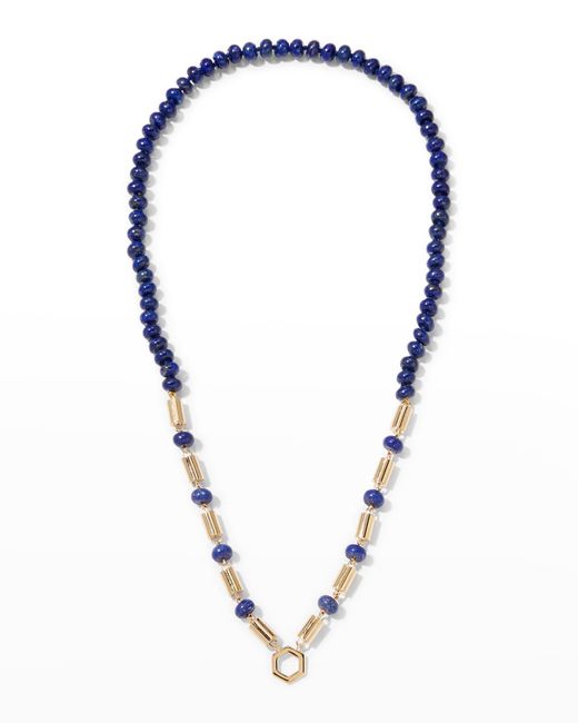 Harwell Godfrey Blue Yellow Gold Baht Chain With Lapis