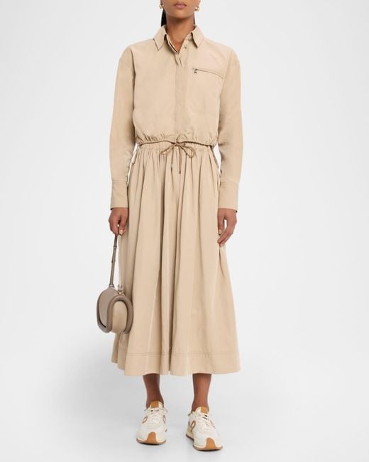 Veronica Beard Natural Bates Drawstring Midi Skirt